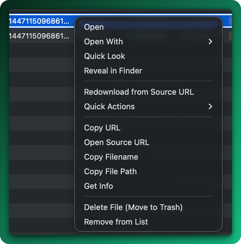 Context menu