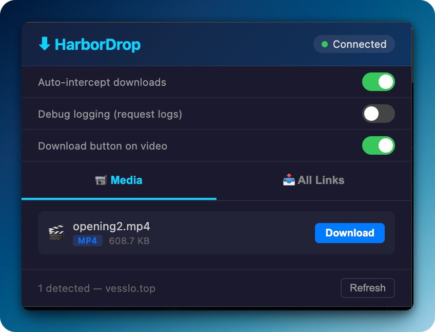 Extension popup