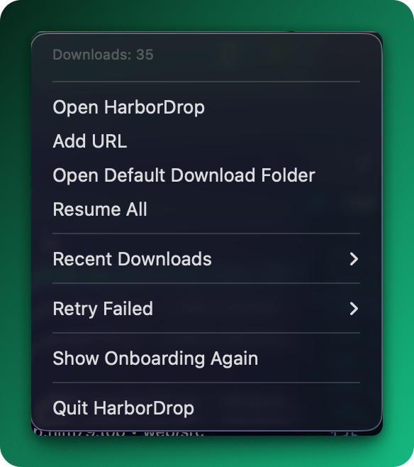 Menubar expanded