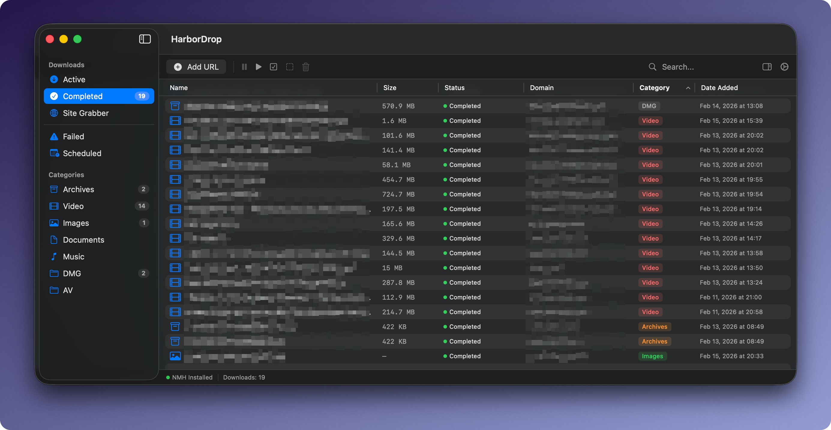 HarborDrop browser-integrated download manager for macOS