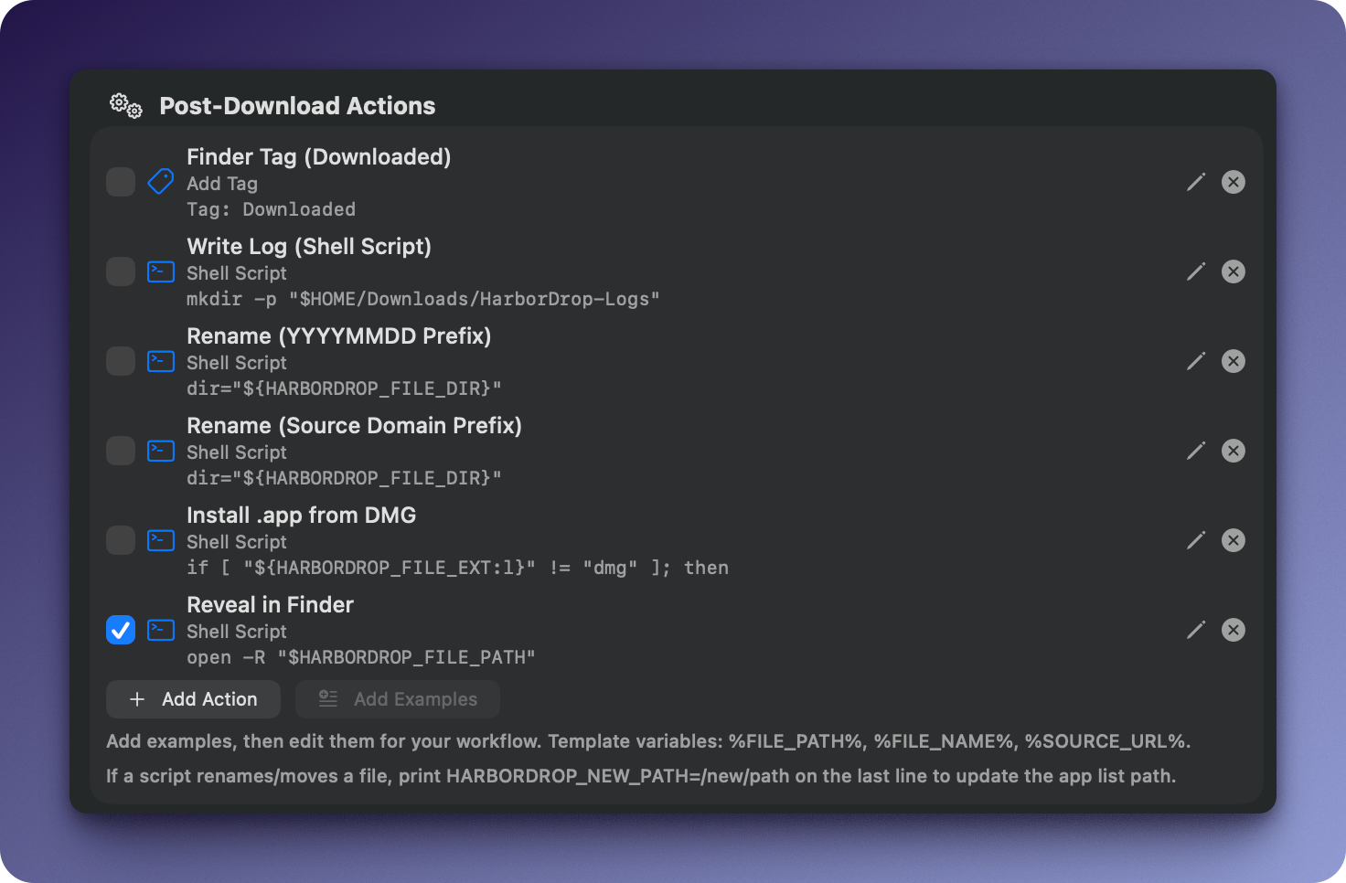 HarborDrop post-download automation actions for Mac