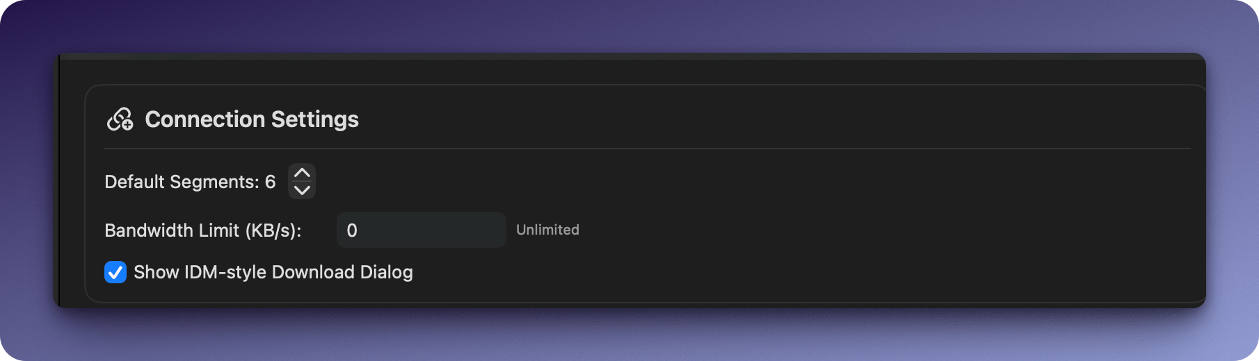 HarborDrop segment settings for accelerated downloads on macOS