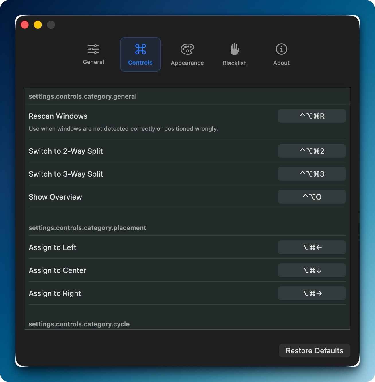 Keyboard shortcuts