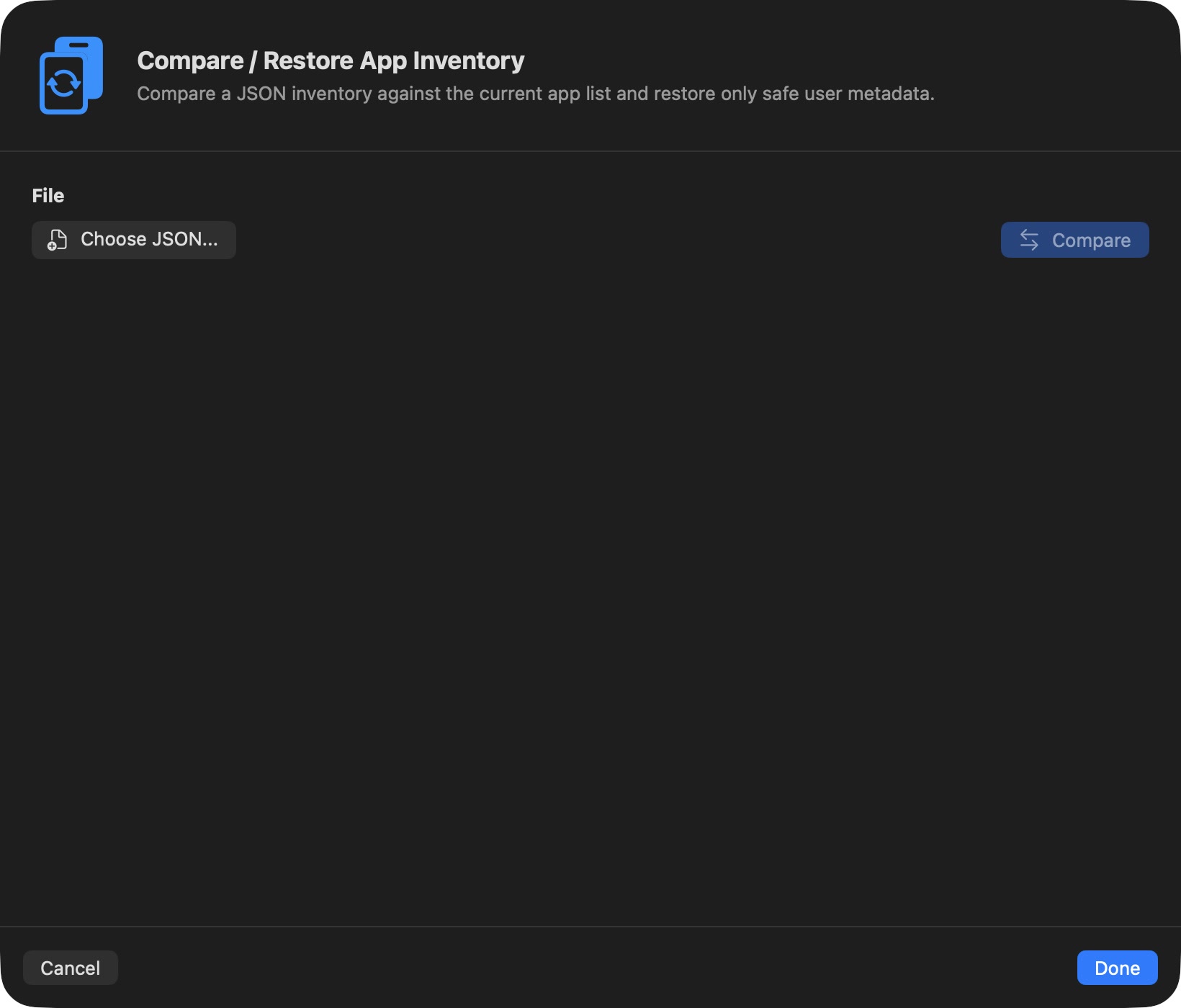 Vesslo Compare and Restore App Inventory assistant